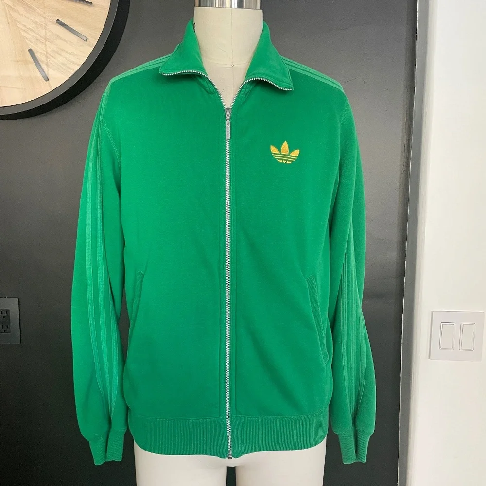 Adidas Vintage Green Cotton Blend Men's‎ Sweatshirt with Original Logo, Medium